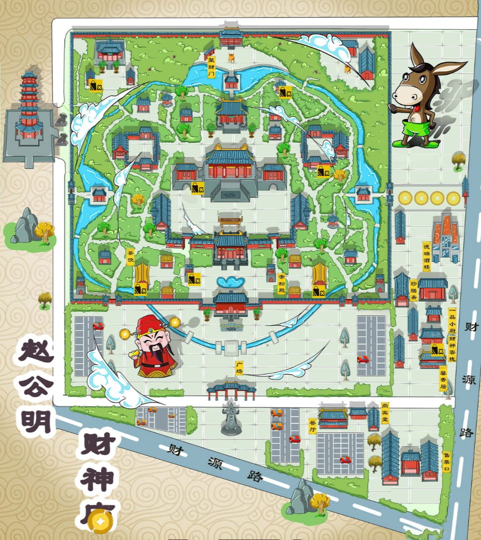 东区寺庙类手绘地图